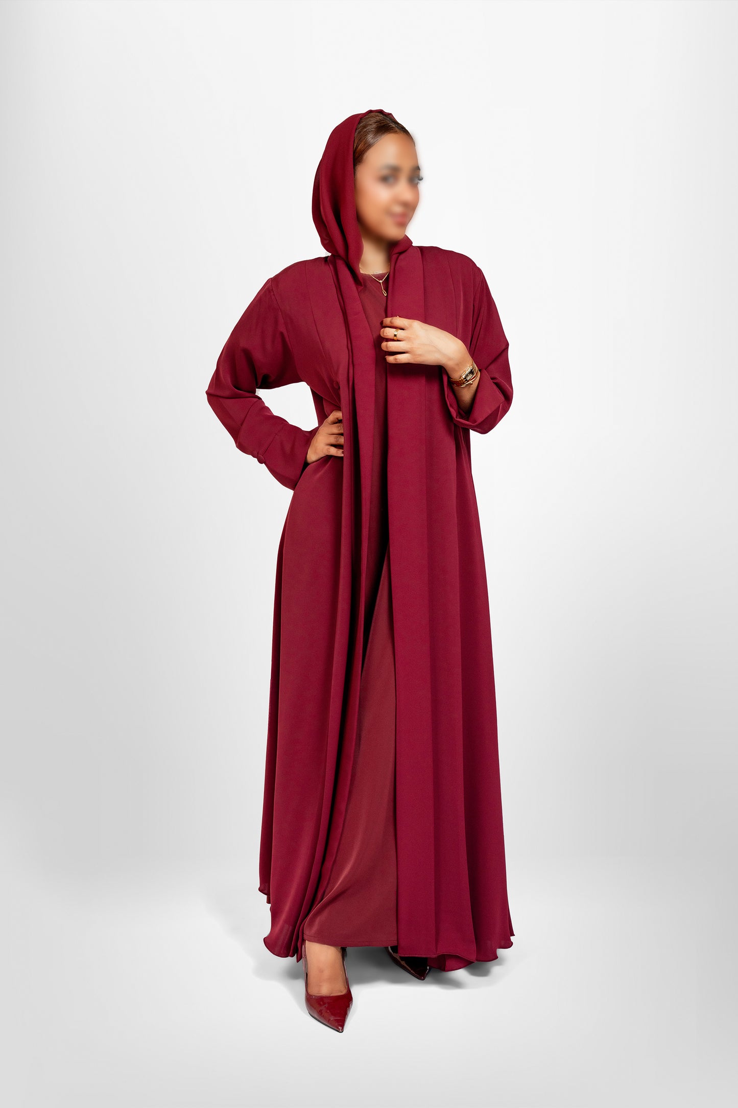 Bouthaina Abaya-Maroon color