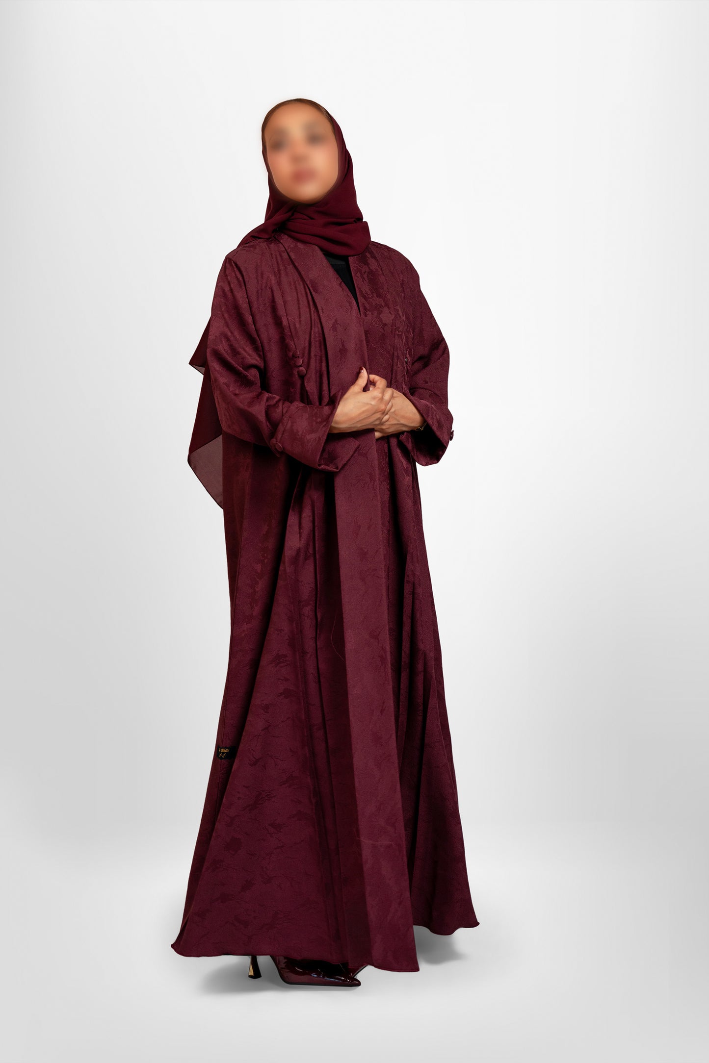 Bouthaina Abaya- (Maroon-Jacquard)