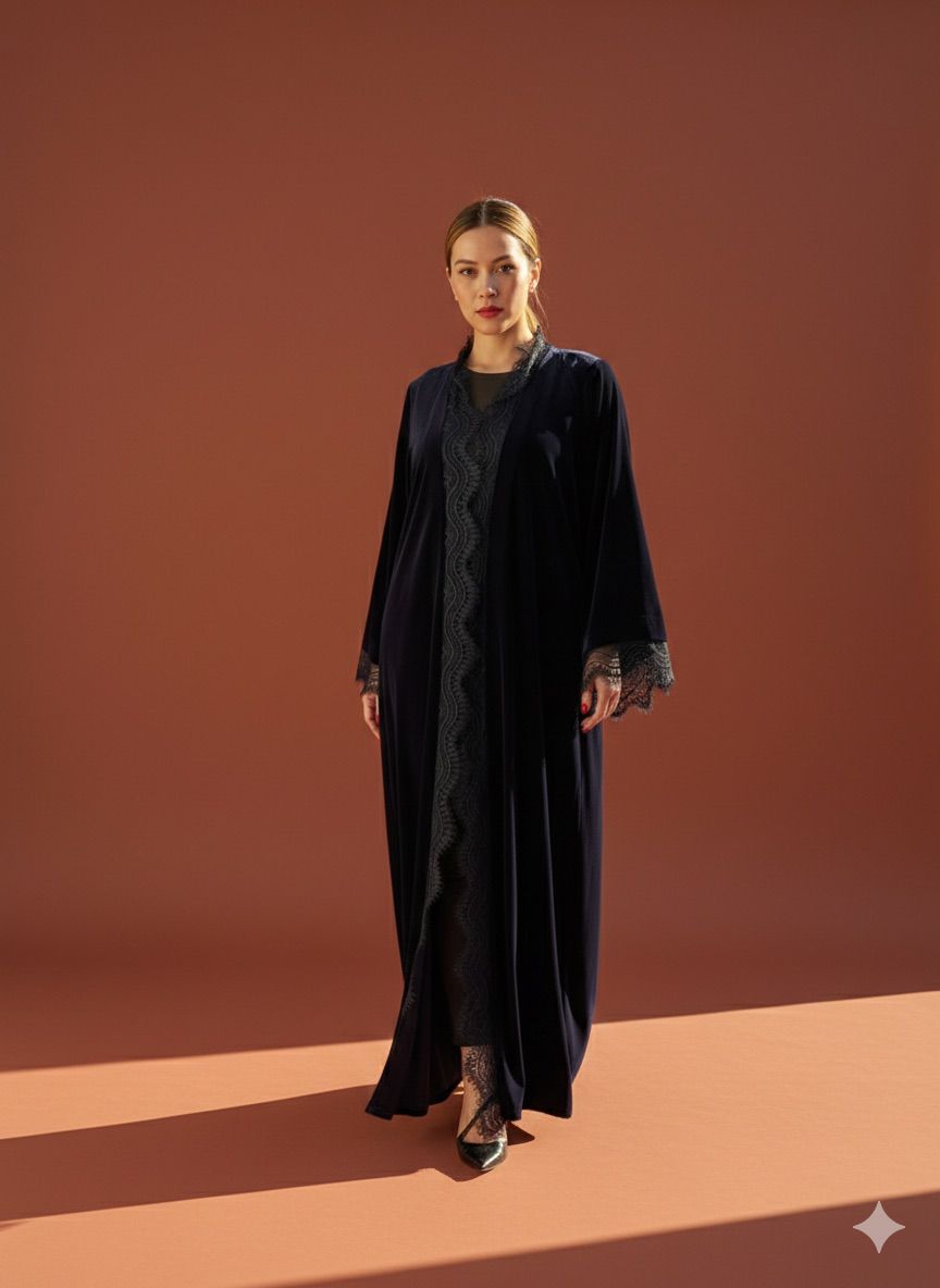 Hajar 01 Abaya (Velvet dentelle)