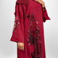 Red abaya with red flowers: “Nabila 01”