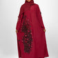 Red abaya with red flowers: “Nabila 01”