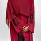Red abaya with black flowers: “Nabila 02”