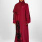 Red abaya with black flowers: “Nabila 02”