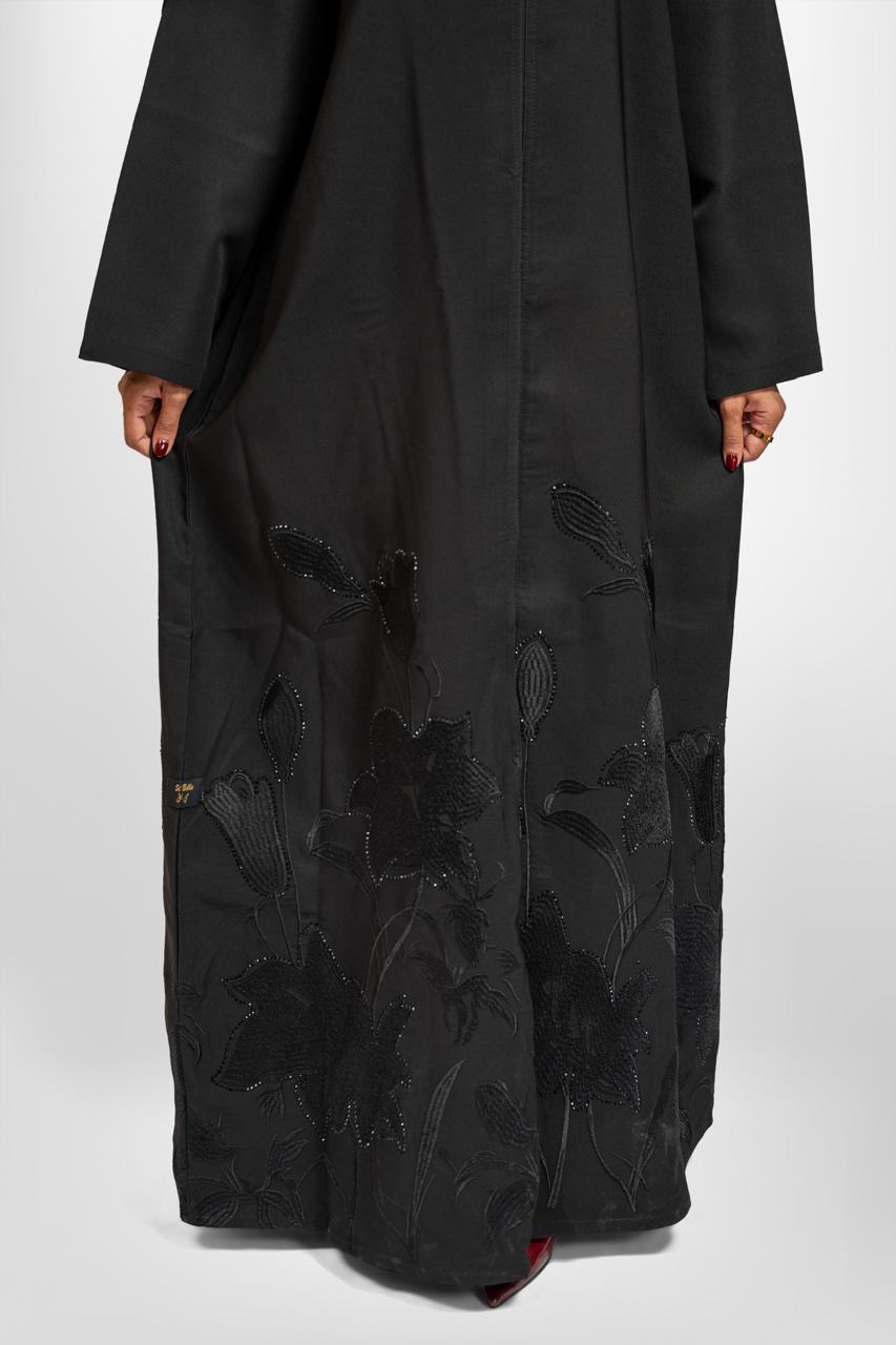 Black Abaya with Black Crystal Embellishments - Nabila 03