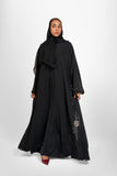 Black Double Chiffon Crystal Abaya - Nabila 05